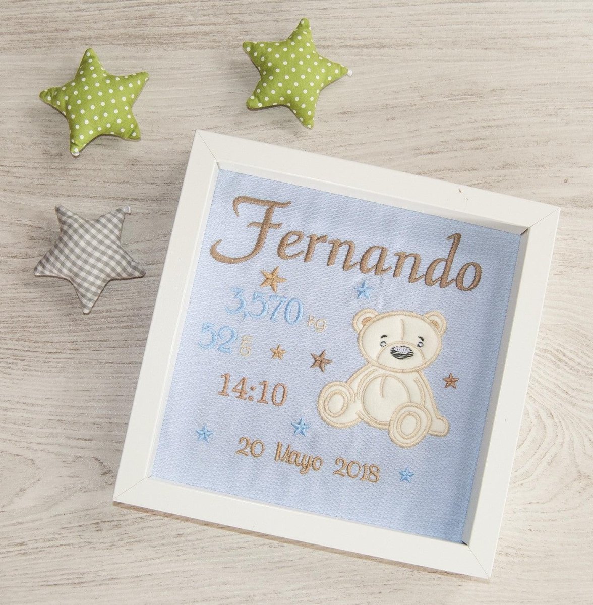 Cuadro Nacimiento Bebé Personalizado Nanetes Oso Sentado - Nanetes